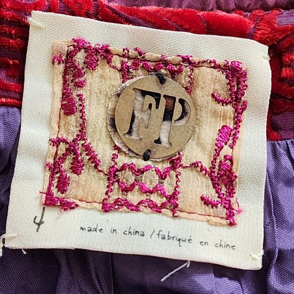 Free People Silk Vintage Crushed Velvet Brocade Size 4 Mini Dress - Picture 6 of 7